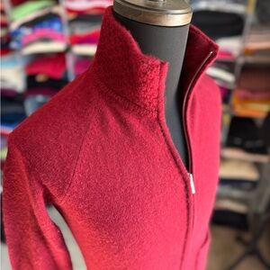 Enzo Mantovani Red Full-Zip Cashmere Sweater, S